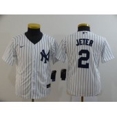 MLB New York Yankees #2 Derek Jeter White Youth 2020 Nike Cool Base Jersey