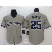 MLB New York Yankees #25 Gleyber Torres Gray 2020 Nike Cool Base Jersey