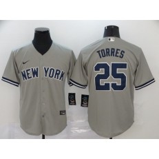 MLB New York Yankees #25 Gleyber Torres Gray 2020 Nike Cool Base Jersey