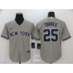 MLB New York Yankees #25 Gleyber Torres Gray 2020 Nike Cool Base Jersey