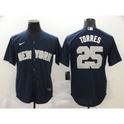 MLB New York Yankees #25 Gleyber Torres Navy 2020 Nike Cool Base Jersey