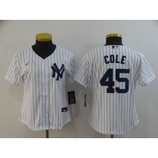 MLB New York Yankees #45 Gerrit Cole White Women 2020 Nike Cool Base Jersey