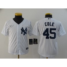 MLB New York Yankees #45 Gerrit Cole White Youth 2020 Nike Cool Base Jersey