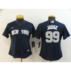 MLB New York Yankees #99 Aaron Judge Navy Women 2020 Nike Cool Base Jersey