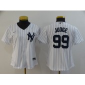 MLB New York Yankees #99 Aaron Judge White Women 2020 Nike Cool Base Jersey