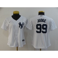 MLB New York Yankees #99 Aaron Judge White Women 2020 Nike Cool Base Jersey