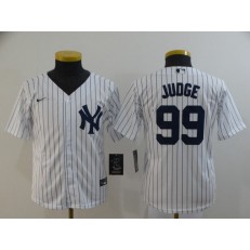 MLB New York Yankees #99 Aaron Judge White Youth 2020 Nike Cool Base Jersey