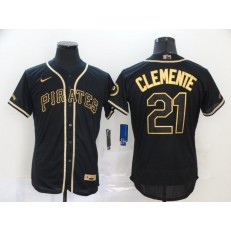 MLB Pittsburgh Pirates #21 Roberto Clemente Black Gold 2020 Nike Flexbase Jersey