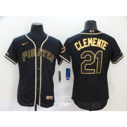 MLB Pittsburgh Pirates #21 Roberto Clemente Black Gold 2020 Nike Flexbase Jersey