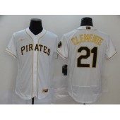 MLB Pittsburgh Pirates #21 Roberto Clemente White Gold 2020 Nike Flexbase Jersey