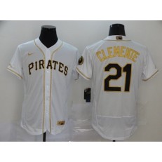 MLB Pittsburgh Pirates #21 Roberto Clemente White Gold 2020 Nike Flexbase Jersey