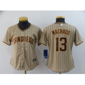MLB San Diego Padres #13 Manny Machado Brown Nike Women 2020 Cool Base Jersey