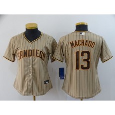 MLB San Diego Padres #13 Manny Machado Brown Nike Women 2020 Cool Base Jersey