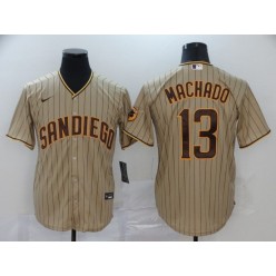 MLB San Diego Padres #13 Manny Machado Brown Stripe Nike 2020 Flexbase Jersey