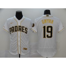 MLB San Diego Padres #19 Tony Gwynn White Gold Nike 2020 Flexbase Jersey