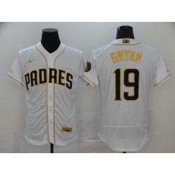 MLB San Diego Padres #19 Tony Gwynn White Gold Nike 2020 Flexbase Jersey