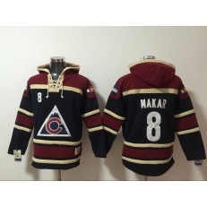 Colorado Avalanche #8 Cale Makar Black Red All Stitched Pullover Hoodie