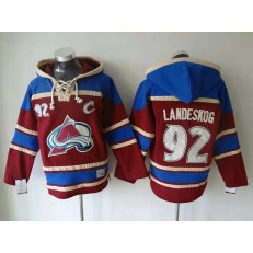 Colorado Avalanche #92 Gabriel Landeskog Burgundy All Stitched Pullover Hoodie