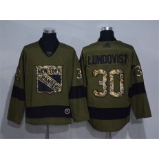 New York Rangers #30 Henrik Lundqvist Olive Adidas NHL Jersey