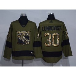 New York Rangers #30 Henrik Lundqvist Olive Adidas NHL Jersey