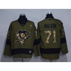 Pittsburgh Penguins #71 Evgeni Malkin Olive Adidas NHL Jersey