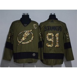 Tampa Bay Lightning #91 Steven Stamkos Olive Adidas NHL Jersey