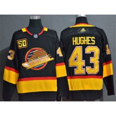 Vancouver Canucks #43 Quinn Hughes Black 50th Season Adidas NHL Jersey