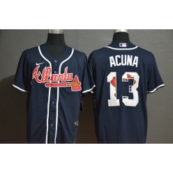 MLB Atlanta Braves #13 Ronald Acuna Jr. Nave 2020 Nike Cool Base Fashion Jersey