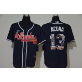 MLB Atlanta Braves #13 Ronald Acuna Jr. Navy Nike Cool Base Player Jersey