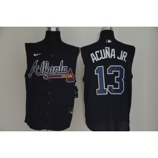 MLB Atlanta Braves #13 Ronald Acuna Jr. Navy Nike Cool Base Sleeveless Jersey