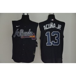MLB Atlanta Braves #13 Ronald Acuna Jr. Navy Nike Cool Base Sleeveless Jersey