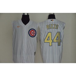 MLB Chicago Cubs #44 Anthony Rizzo White Gold Nike Cool Base Sleeveless Jersey