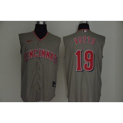 MLB Cincinnati Reds #19 Joey Votto Gray Nike Cool Base Sleeveless Jersey