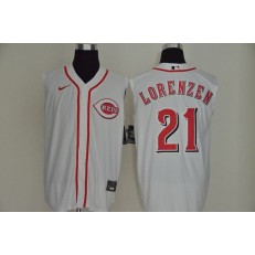 MLB Cincinnati Reds #21 Michael Lorenzen White Nike Cool Base Sleeveless Jersey