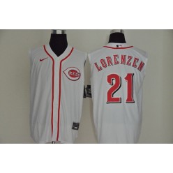 MLB Cincinnati Reds #21 Michael Lorenzen White Nike Cool Base Sleeveless Jersey