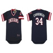 MLB Cleveland Indians #34 Joe Charboneau Black 1980'S Throwback Cool Base Jersey