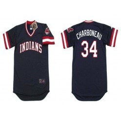 MLB Cleveland Indians #34 Joe Charboneau Black 1980'S Throwback Cool Base Jersey