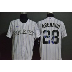 MLB Colorado Rockies #28 Nolan Arenado White 2020 Nike Cool Base Fashion Jersey