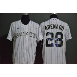 MLB Colorado Rockies #28 Nolan Arenado White 2020 Nike Cool Base Fashion Jersey