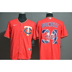 MLB Minnesota Twins #34 Kirby Puckett Red 2020 Nike Cool Base Fashion Jersey