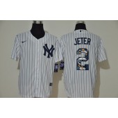 MLB New York Yankees #2 Derek Jeter White Nike Cool Base Player Jersey