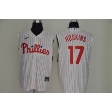 MLB Philadelphia Phillies #17 Rhys Hoskins White Gold Nike Cool Base Sleeveless Jersey
