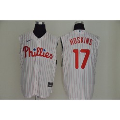 MLB Philadelphia Phillies #17 Rhys Hoskins White Gold Nike Cool Base Sleeveless Jersey