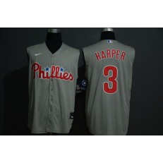 MLB Philadelphia Phillies #3 Bryce Harper Gray Gold Nike Cool Base Sleeveless Jersey