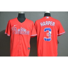 MLB Philadelphia Phillies #3 Bryce Harper Red 2020 Nike Cool Base Fashion Jersey