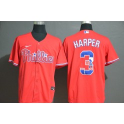 MLB Philadelphia Phillies #3 Bryce Harper Red 2020 Nike Cool Base Fashion Jersey