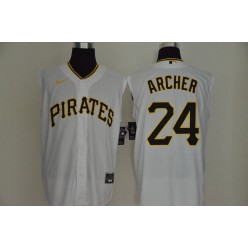 MLB Pittsburgh Pirates #24 Chris Archer White Nike Cool Base Sleeveless Jersey