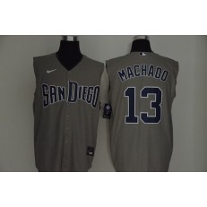 MLB San Diego Padres #13 Manny Machado Gray Nike Cool Base Sleeveless Jersey