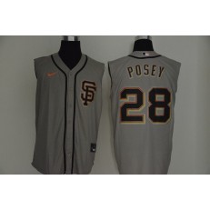 MLB San Francisco Giants #28 Buster Posey Gray Nike Cool Base Sleeveless Jersey