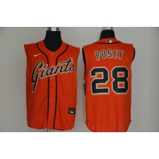 MLB San Francisco Giants #28 Buster Posey Orange Nike Cool Base Sleeveless Jersey